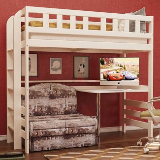 ДЕТСКАЯ КОМПЛЕКТ 2-Х ЯРУСНАЯ №5 ИЗ МАССИВА    