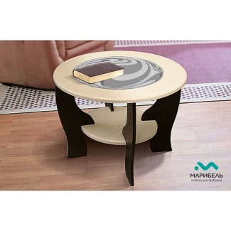 СТОЛ ЖУРНАЛЬНЫЙ КРУГЛЫЙ со вставкой из стекла 