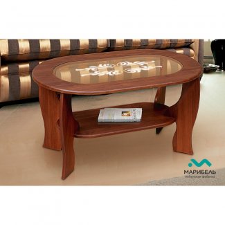 СТОЛ ЖУРНАЛЬНЫЙ ОВАЛЬНЫЙ со вставкой из стекла  